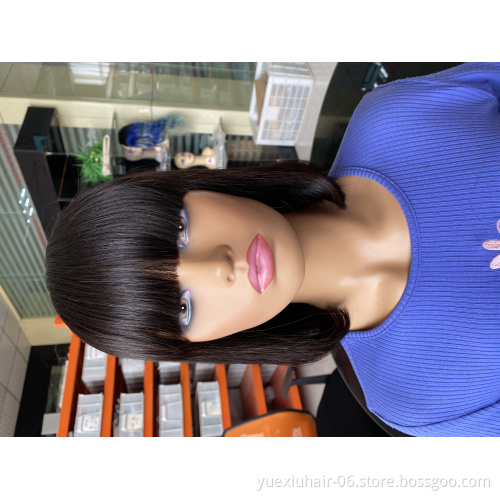 Machine Made Cheap Brazilian Human Hair Bob With Bang Wig,Wholesale Bob Wig For African American,Human Hair Short Wig With Bangs